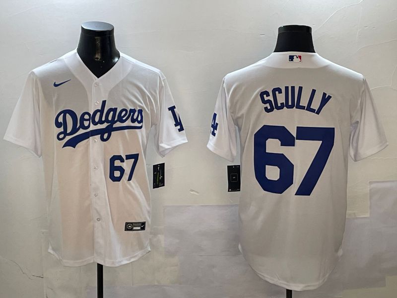 Men Los Angeles Dodgers 67 Scully White Game 2024 Nike MLB Jersey style 01082